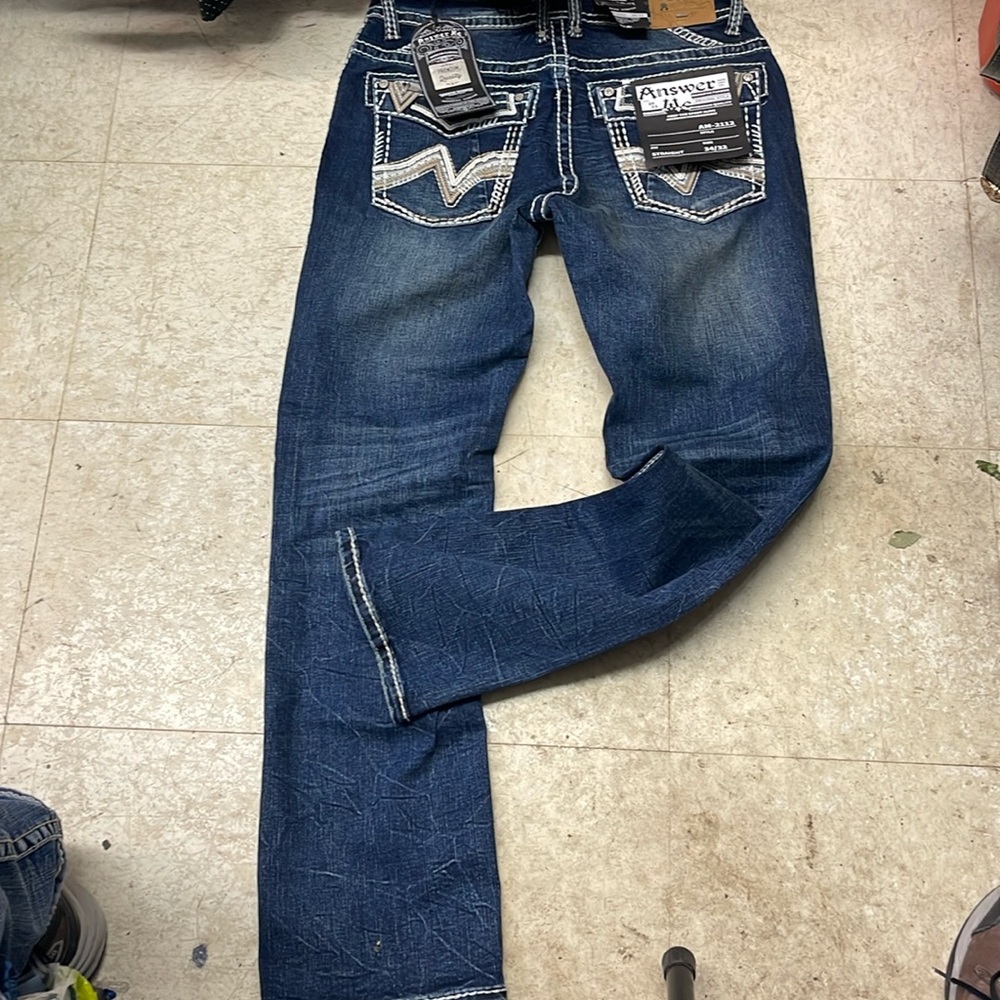 Men’s Western Answer Me Jeans Size 34/32 Straight Fit Denim New With Tags
